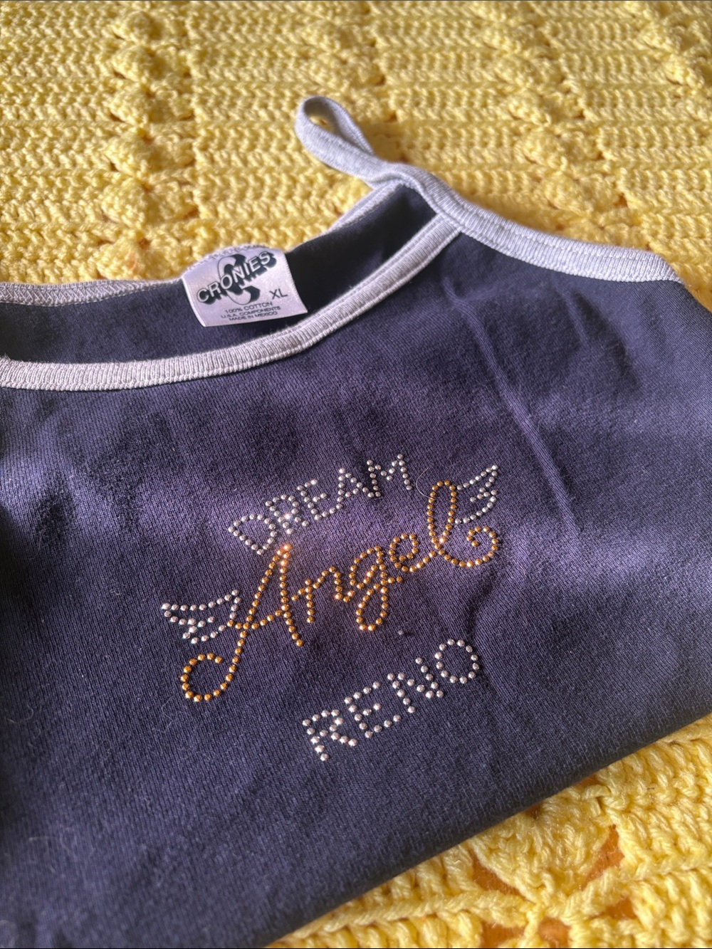 90s/Y2K Cronies "Dream Angel Reno" Rhinestone Cami Tank Top “XL”